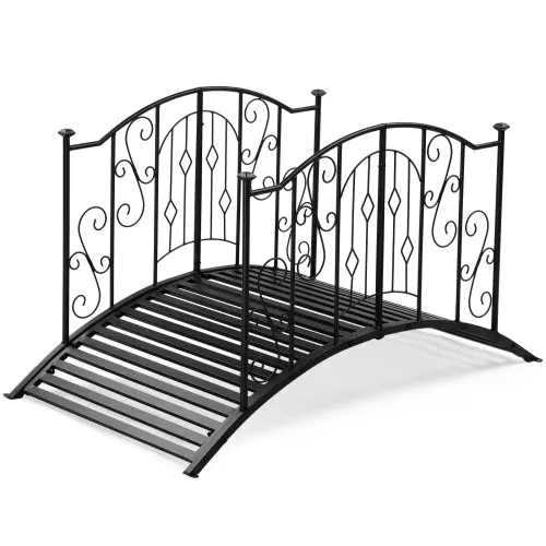 4ft Black Iron Garden Bridge w/ Square Handle