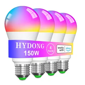 Smart Light Bulbs, 15W Color Changing Light Bulbs Compatible with Alexa Only, A19 Alexa Light Bulbs, 15W Daylight (5700K) E26 / E27 Bluetooth LED Lights for Bedroom, Living Room 4 Pack