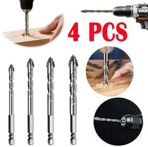 4pcs Four-Edged Sawtooth Eccentric Drill Bit for Metal, Stainless Steel, Ceramic, Concrete, Glass & Tiles -Sharp Tooth Hole Expander for Multi-Material Drilling