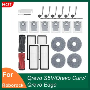 For roborock24Pcs Q Revo Accessories Kit Replacement Compatible with Roborock Q Revo Robot Vacuum, 2 Main Brush, 4 Mop Cloth Pads, 6 Side Brushes, 4 HEPA Filters,6 Dust Bag, 1 Cleaning Tool