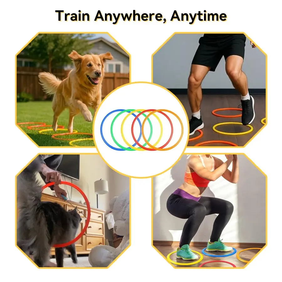 Agility Rings Set of 10, Speed and Agility Training Rings, Exercise Velocity Rings, Throwing Device Trainer, 15 Inch (approximately 38 Cm), Exercise Gear, Agility Equipment