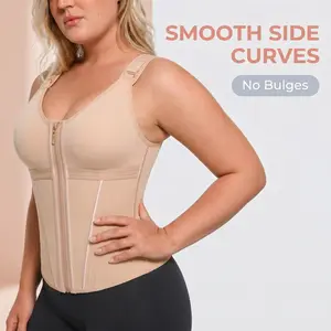 women’s shapewear bodysuit with built-in fixed cups, eliminating the need for separate underwear. It features adjustable non-slip shoulder straps at multiple levels and a neckline suitable for different shoulder shapes and outfits. Tummy Control Sauna Top