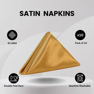 20 inch Satin Cloth Napkins Gold (Pack of 10)