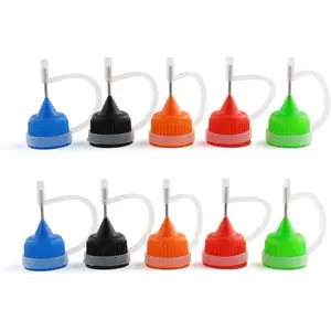 E-outstanding 10pcs Applicator Tips Caps 5 Colors (Black, Red, Blue, Green, Orange) Universal Needle Tip Cover Replacement for Applicator Bottles 5-30ml