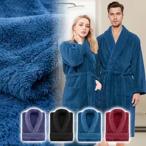 [Warm Bathrobe] Extra Warm Coral Fleece Bathrobe | Unisex Mens and Women Adult Robes for Bathroom Bath Towel Bedroom Shawl Collar Robes