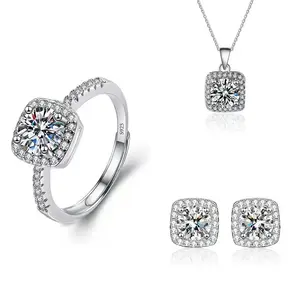 #76 (Princess Set) 925 Sterling Silver Synthetic Moissanite