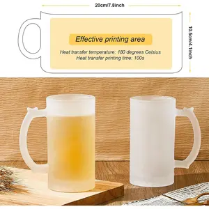 Sublimation Blank Glass Mugs 24 Pcs 16 oz Frosted Beer Cups Personalized Images Funny Gift for Husband Dad Men Father's Day Glassware Tumbler Washable Coffee Drinkware Reusable Glassmug Reuse Ceramic US Warehouse Ready
