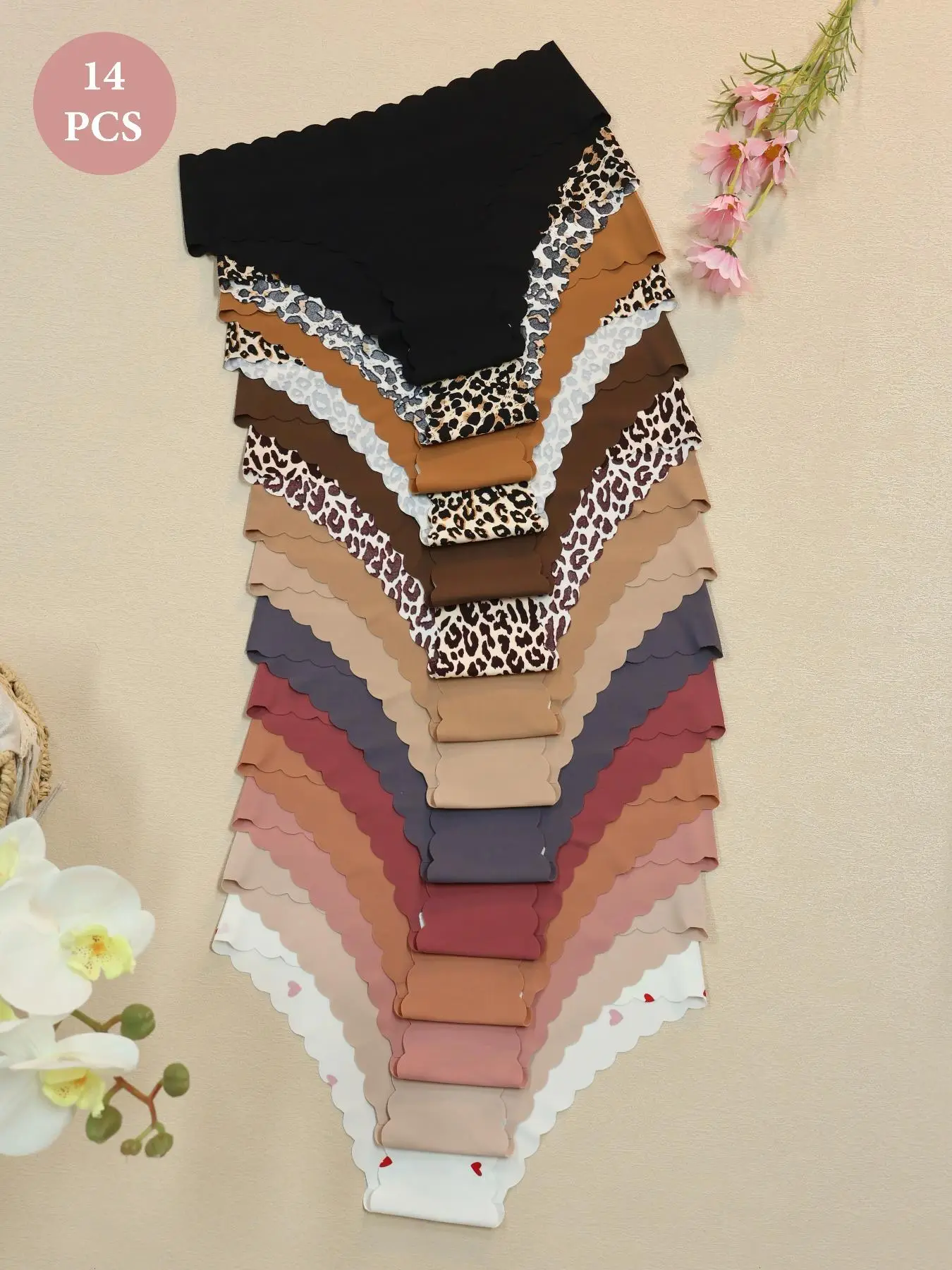 Women's Leopard & Heart Print Underwear Set, Ultra-Thin Seamless High-Stretch, Quick-Dry Low Waist Sporty Design, Casual Style