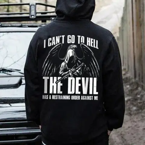 Tactical Skull Hoodie Devil Graphic Sweatshirt Veteran Trucker 2A Humor Unisex Casual Streetwear Everyday Essential Top