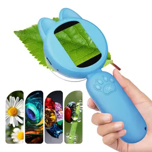 Microscope for Kids Digital Microscope 2Inch IPS Screen Kids Miniscope with 8Led Lights Portable Mini Scope Kids Educational Science Toys Birthday Chrismas for Age 3-12 Years[Blue]