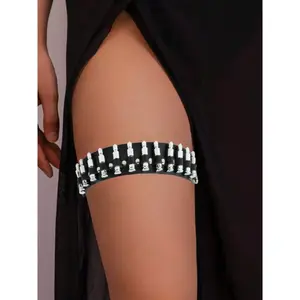Women's Punk Bullet Decor Leg Ring Belt, PU Leather Thigh Strap Accessory, Halloween Role Play Prop, Retro Style, All Seasons, Body Jewelry