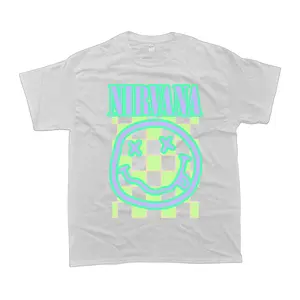 Blue Nirvana Smiley graphic tee on Oversized Women, Unisex Tshirt, Men's Clohtes, Women's Clothes, Cotton Menswear