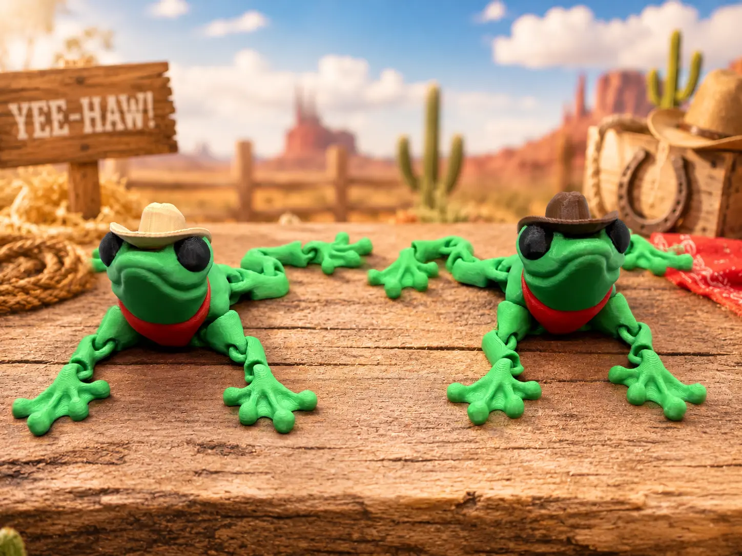 3D Printed Cowboy Frog Sensory Fidget Toy, Stress Relief Novelty Toy for Fidgeting Needs