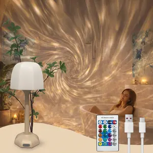 Aurora/Ocean Wave/Water Ripple Desk Lamp 16-Color Ambient Table Lamp with Control, Shower Lamp, Relaxation &Romantic Night Ambience,Suitable for Bedroom, Living Room, Study, Home, perfect filter for nighttime photos! summervibes️