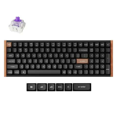 Keychron K4 HE 96% Compact Layout Wireless RGB Light Gaming Keyboard - Gateron Double-Rail Magnetic Switch, Rapid Trigger, Adjustable Actuation, QMK, 2.4GHz & Bluetooth 5.2, Aluminum-Wood Frame, Black, 3 OS Seamless Use for Mac/Windows/Linux