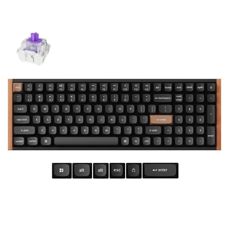 Keychron K4 HE 96% Compact Layout Wireless RGB Light Gaming Keyboard - Gateron Double-Rail Magnetic Switch, Rapid Trigger, Adjustable Actuation, QMK, 2.4GHz & Bluetooth 5.2, Aluminum-Wood Frame, Black, 3 OS Seamless Use for Mac/Windows/Linux