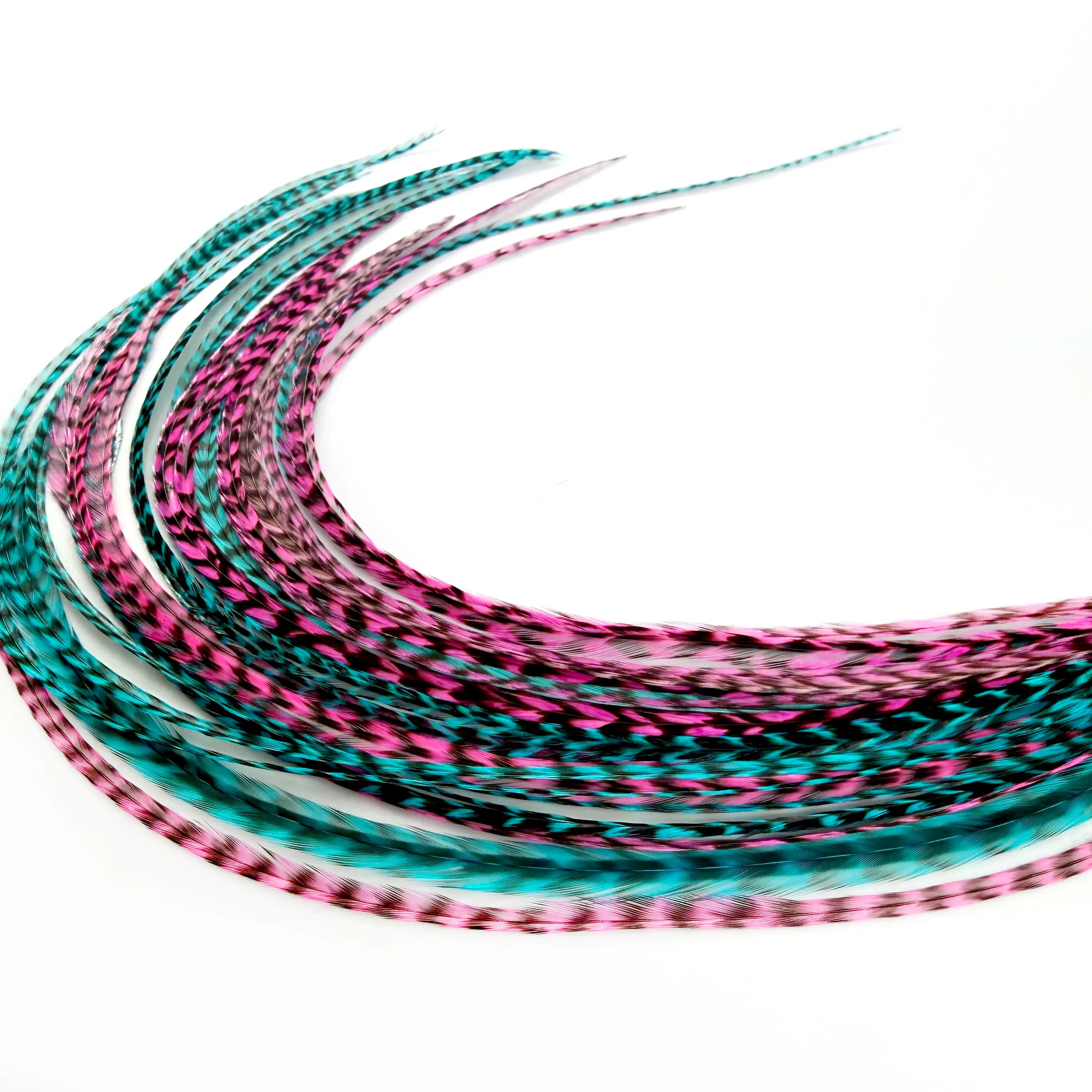 Real Natural Pink & Turquoise Color Feather Hair Extensions Clip-In DIY Kit (50 Pc) | 9”-14” length | Boho Festival + Western Cowgirl Hair | Heat Safe, No Damage, Salon Quality