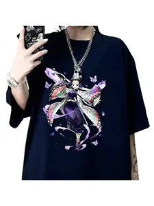Summer Demon Slayer Shinobu Anime Printed T-shirt Oversized Men Women Fashion Y2K Loose Casual Parent Child Top Harajuku Style Funny Streetwear Graphic Tee Loungewear t Shirt