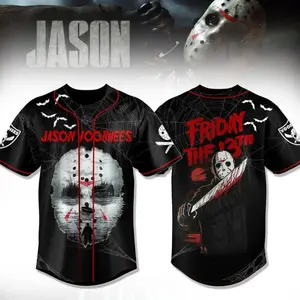Jason Inspired Horror Baseball Jersey – Slasher Style Graphic Fan Shirt