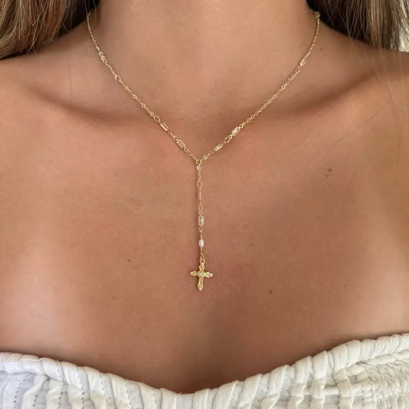 Caia Cross Lariat Necklace