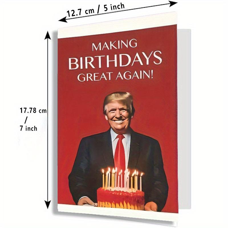 3pcs Birthday Greeting Card Set with Envelope & Love Stickers - "Making Birthdays Great Again" Donald -Themed Party Decorations, Red & Golden Celebration Cards for Supporters, Political Humor Gifts