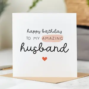1pc Amazing Husband Birthday Card, To My Amazing Husband, Personalised Card