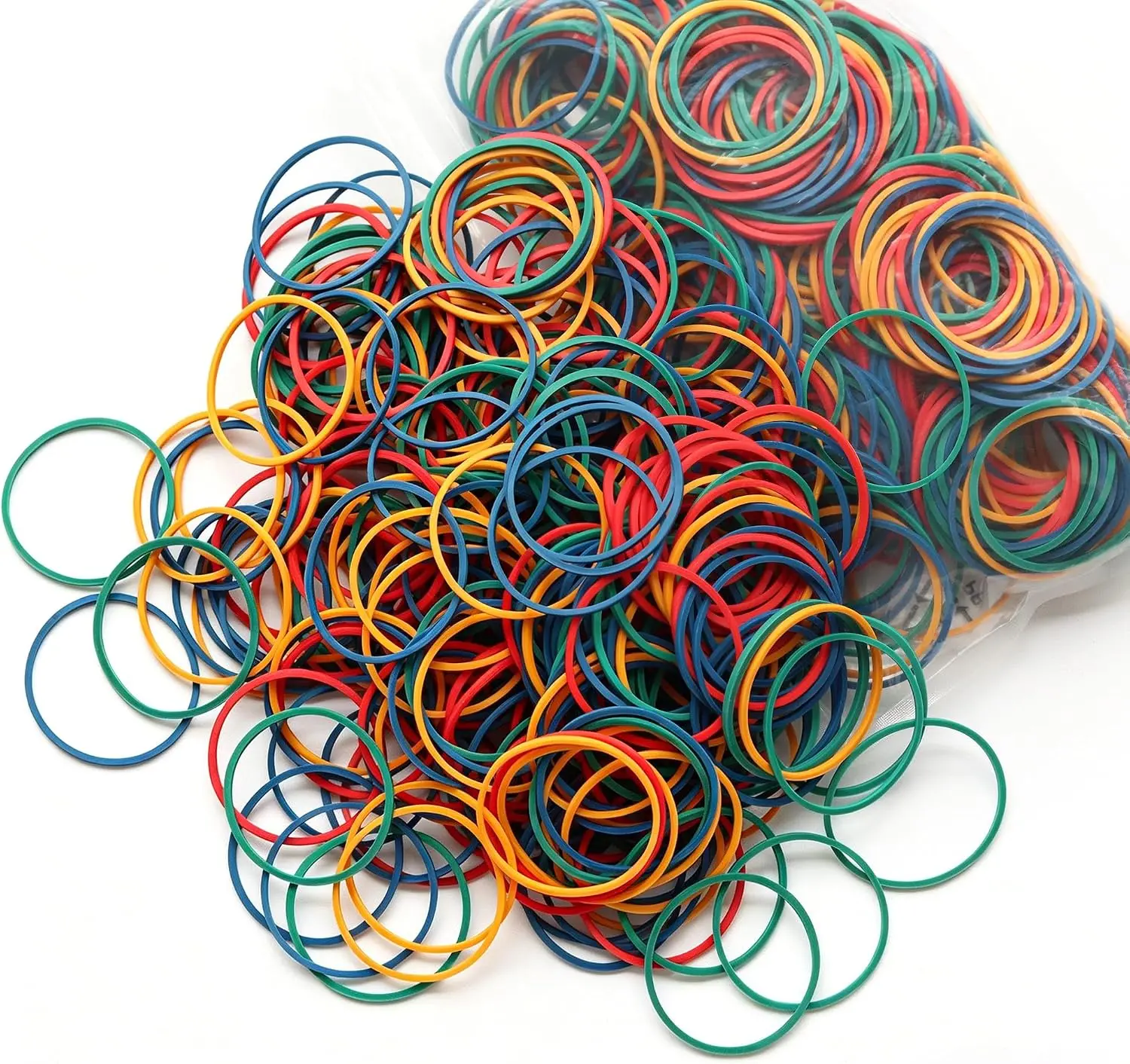 200 Pcs Natural Rubber Elastics - Bagged Colorful Diy Rubber Band Hair Accessories, Plain Business Office Supplies