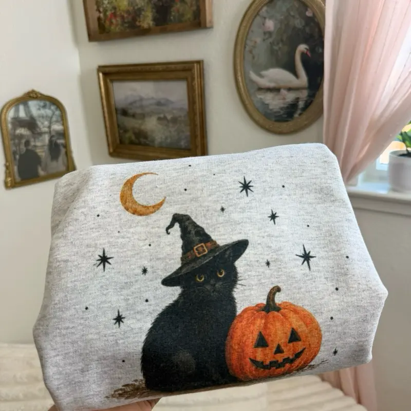 Spooky Cat Sweatshirt | Cozy Fall Pullover