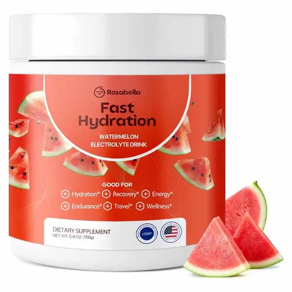 Rosabella Electrolyte Drink Powder – Watermelon – Sugar-Free Hydration Drink Mix – Electrolytes Powder with Sodium, Potassium, Magnesium, Calcium – Travel Jar – 30 Servings (5.6 oz)