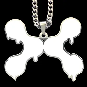DXXM Life White Enamel Stainless Steel Necklace - 2" Mirror Polished Scarlxrd Pendant with Choice of Chain - Hypoallergenic & Scratch-Resistant Free Gift Included