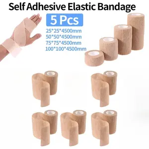 5pcs Sport Self Adhesive Elastic Bandage Wrap Athletic Tape, Breathable Water-Resistant Knee Pad Finger Ankle Palm Aid Kit, Universal Pet Tool