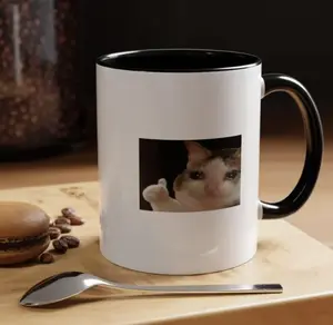 Cat Meme Accent Mug | Funny Cat Photo Coffee Cup