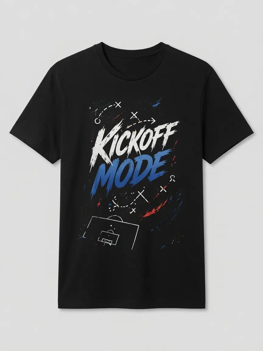 Kickoff Mode Soccer T-Shirt | Funny Football Tactics Graphic Tee | Tactical Board Playbook Black Shirt | Premium Cotton Soccer Fan Apparel | Motivational Gift for Soccer Coaches & Players Pattern outdoorfun,Soccer Victory Shirt,Fashion Men Clothes