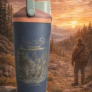 Custom Tumbler 30 oz - Born to Hunt Design with Deer and Rifle Illustration for Outdoor Enthusiasts various occasion perfect gift