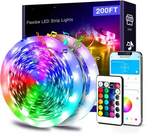 LED Lights for Bedroom 200ft, Music Sync Color Changing,  App Control with Remote, Ultra-Long LED Strip Lights for Party,  Decoration.
