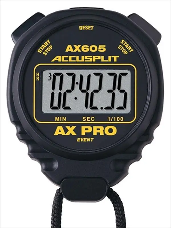 ACCUSPLIT AX605 Pro Series Stopwatch - Ergonomic X Case, Polycarbonate Body, 5 Years Battery Life, Water Resistant, Large Digital Display for Event Timing