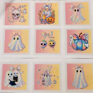 Halloween Iridescent Ghost Magnets Set of 9 High-Quality Decorative Refrigerator Magnets 2x2 Inches Personal Touch Kitchen Decor Gift Photo Unique Halloween Designs