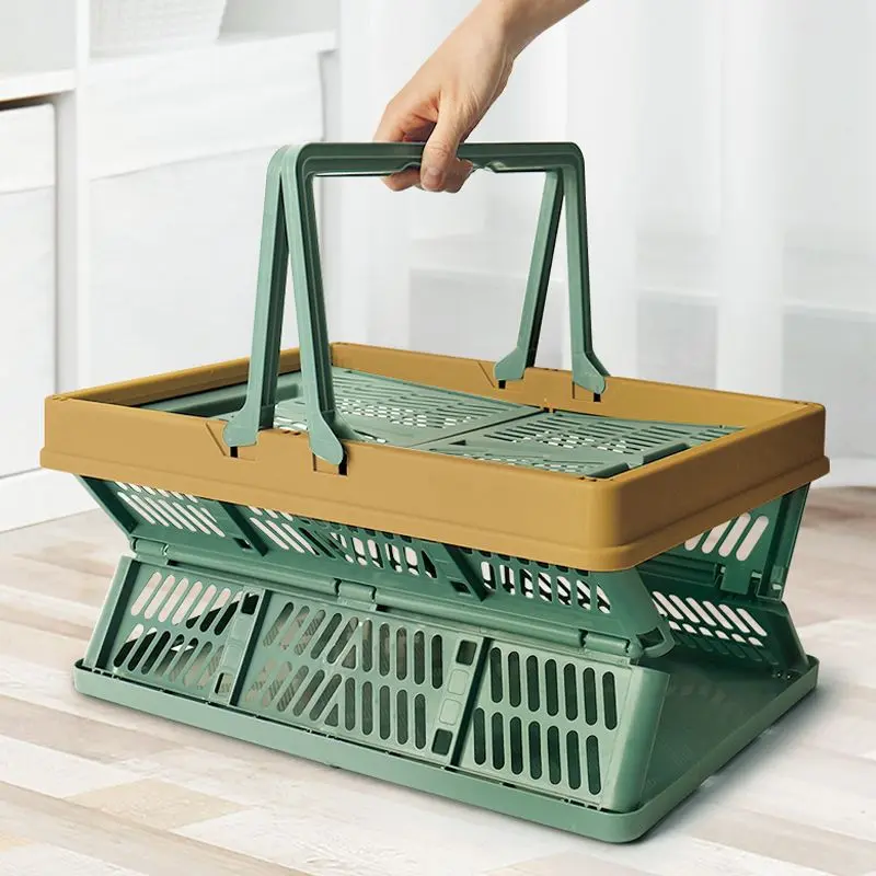Foldable Shopping Basket - Expandable Reusable Tote Bag, Space-Saving Home Organizer for Grocery, Outdoor Use