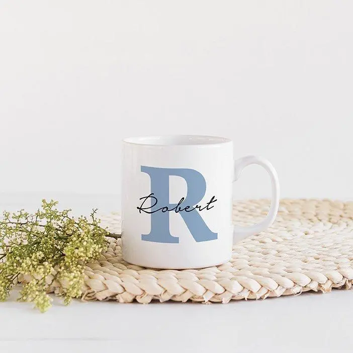 Personalised mug with elegant initial / Gift for him or her / Personalized mug with a name / Floral Name Coffee Mug