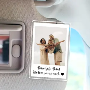 Personalized Sun Visor Picture Clip, Father's Day Gift, Custom Family Dad Photo Car Visor Clip, Drive Safe Gift, Family Portrait Decoration