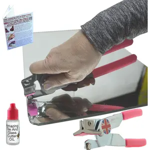 2-In-1 Mirror Cutting Tool For Thick Glass, Built-In Running Pliers for Breaking, Includes Oil & Instructions to Cut Glass & Tile Easily for Professional DIY Projects, Made in UK
