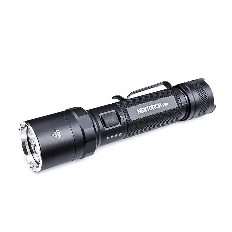 NEXTORCH P91 Tactical Flashlight - 5000 Lumens, Dual Switch Rechargeable, 6 Modes, Strobe Mode, Ceramic Glass Breaker, 160mm, 28.5mm, 5.82oz, 60H Runtime, Aluminum Alloy, 300m Range, for Outdoor, Law Enforcement Use, Led Lights, Usb Port, 28.5 Mm