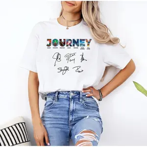 Journey Band Shirt Vintage Rock Tee, Journey Autograph Graphic T-Shirt, Classic Rock Tour Merch, Retro Music Fan Shirt, 80s Rock Band Tee