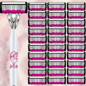 Stainless Steel Shaving Razor Set with Replaceable Blades, 19-Piece Durable Manual Shaver Kit for Men & Women, Smooth Pain-Free Hair Removal Tool
