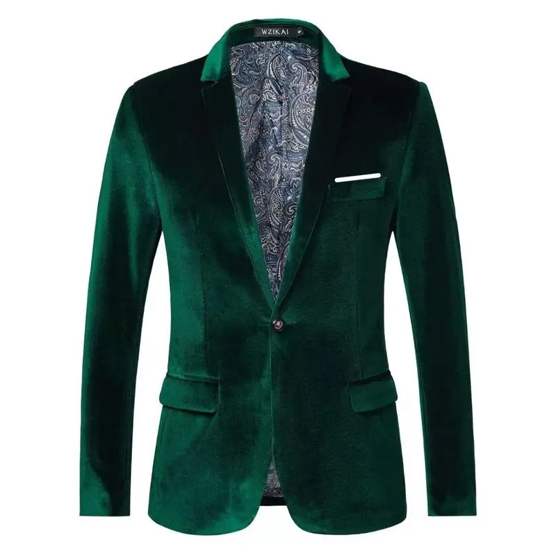 2025 Men's Slim Suit Jacket - Gold Velvet Green Corduroy Wool Couples Prom Business Menswear