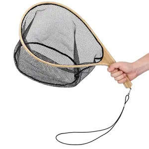 GARVEE Fly Fishing Net for Trout, Curved Handle Fly Fishing Landing Net With Soft Mesh, Catch and Release Fishing Net, Handnet for Fisherman, Lightweight & Portable Fish Net, Black