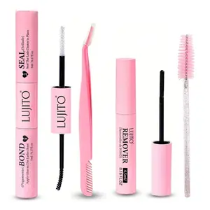 4pcs/set Lash Bond And Seal Kit, 10ml Individual Lashes Glue And Seal Super Strong Hold DIY Eyelash Extensions And Lash Glue Remover 4.5ml Kit With Eyelash Brush And Lash Tweezers, Cosmetic