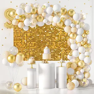 Gold Shimmer Wall Backdrop Panels 12 Packs Birthday Wall Backdrop for Parties Stage Bridal Shower Graduation Disco Stage Wall Banners Ornaments