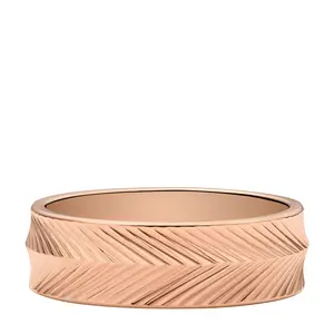 Fossil Women's Harlow Linear Texture Rose Gold-Tone Stainless Steel Band Ring, JF04663791