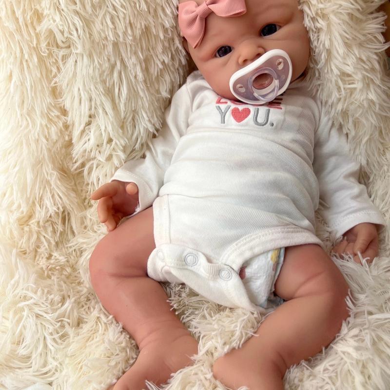 Lifelike Silicone Baby Doll with Open Mouth for Pacifier - 19 inches long